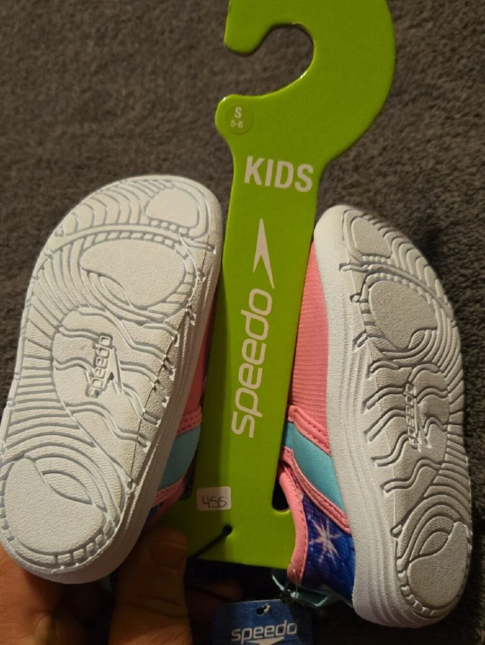 Speedo Kids Pink Water Shoes with Light Blue Strap and Purple Star Trim #455